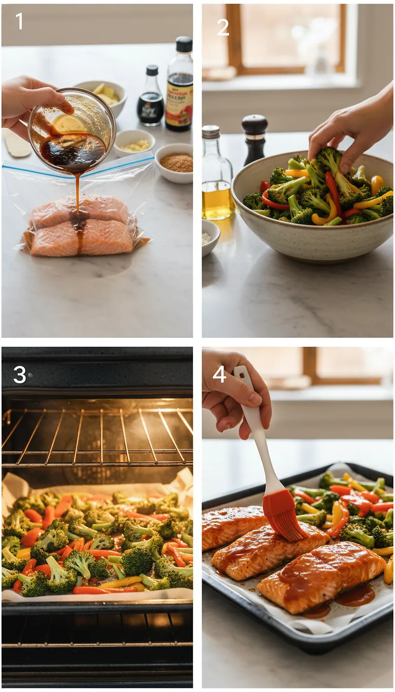 Step-by-Step High Heat Execution for Sheet Pan Teriyaki Salmon and Vegetables