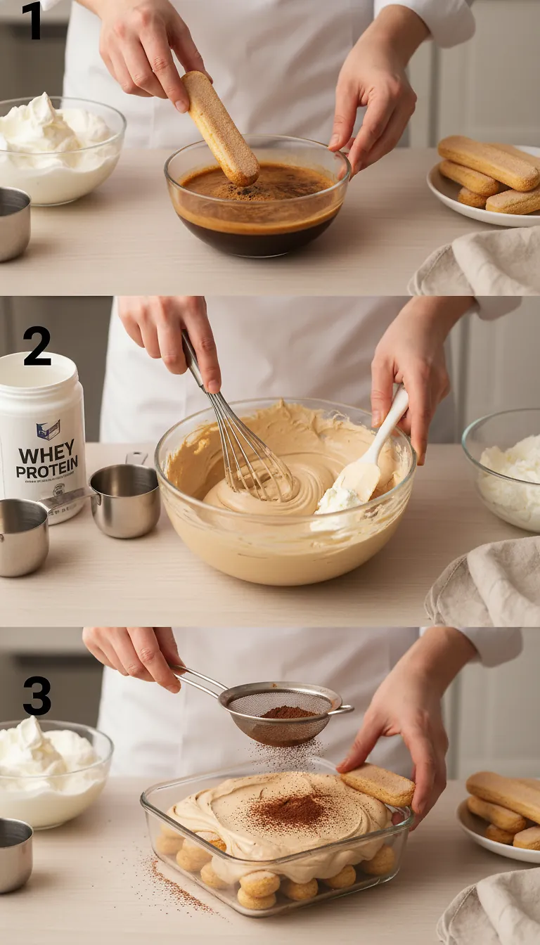 Step-by-Step High Heat Execution for Protein Tiramisu