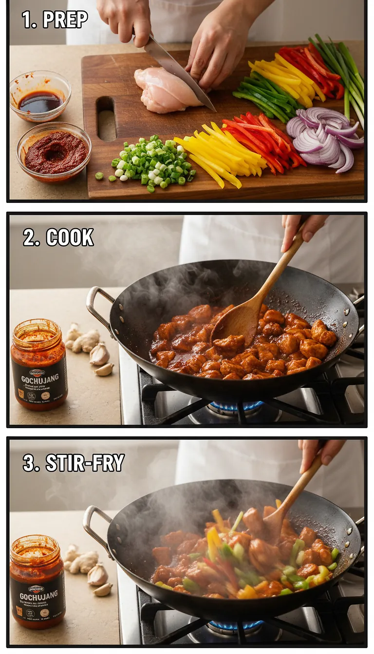 Step-by-Step High Heat Execution for Gochujang Chicken Stir-Fry