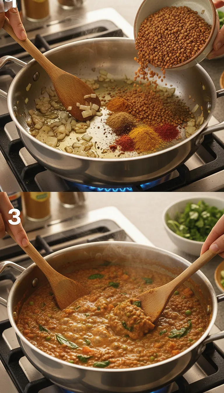 Step-by-Step High Heat Execution for Lentil Curry
