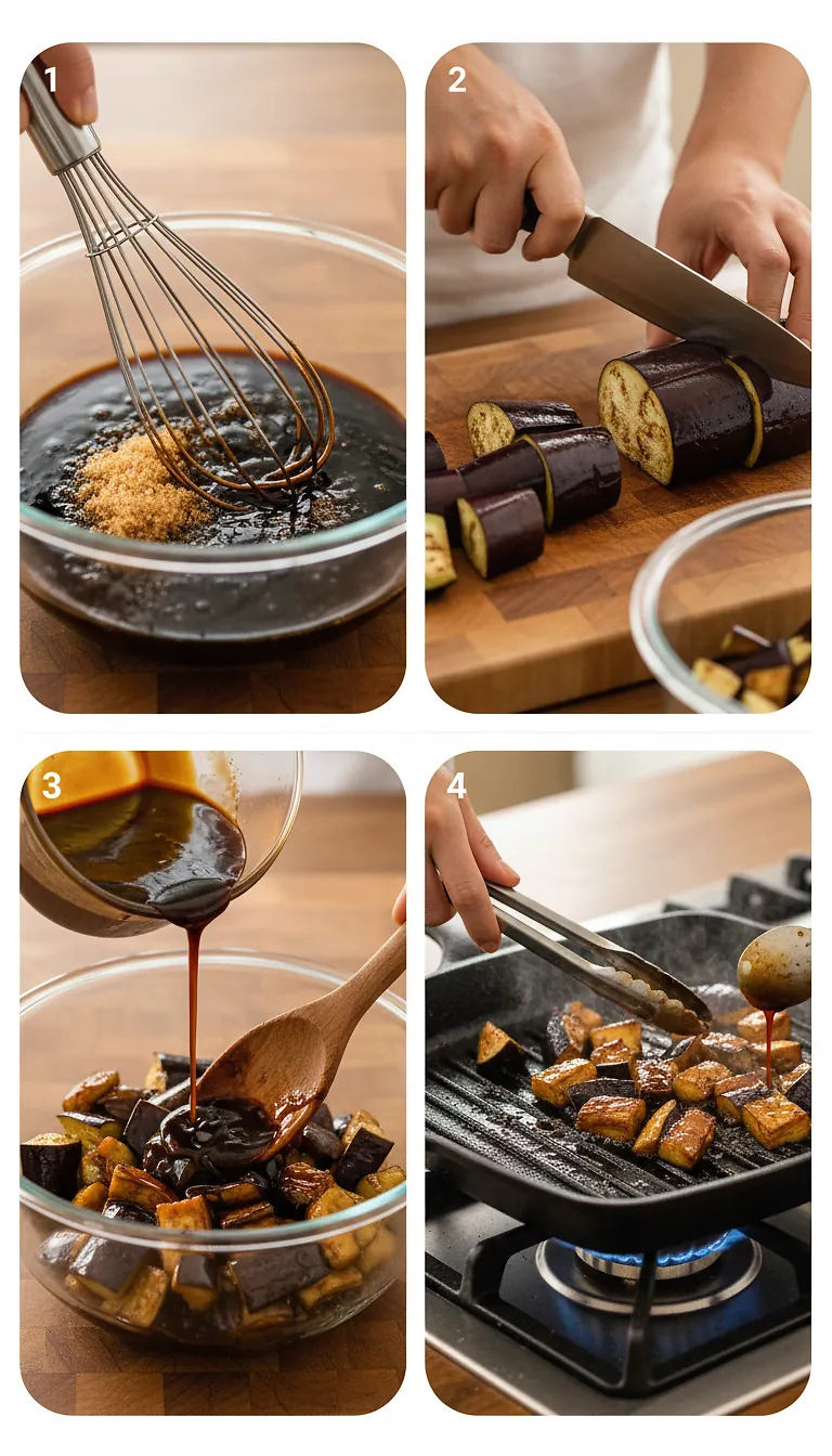 Step-by-Step High Heat Execution for Marinated Teriyaki Eggplant