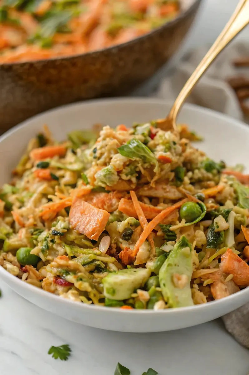Perfectly seared Salmon Crispy Rice Salad served professional style