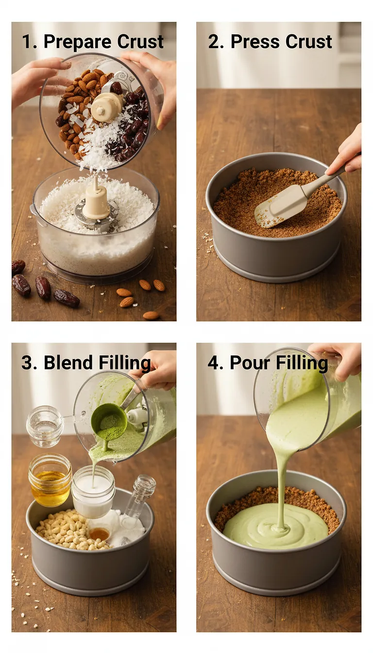 Step-by-Step High Heat Execution for Matcha Cheesecake (Vegan, Paleo, No-Bake)