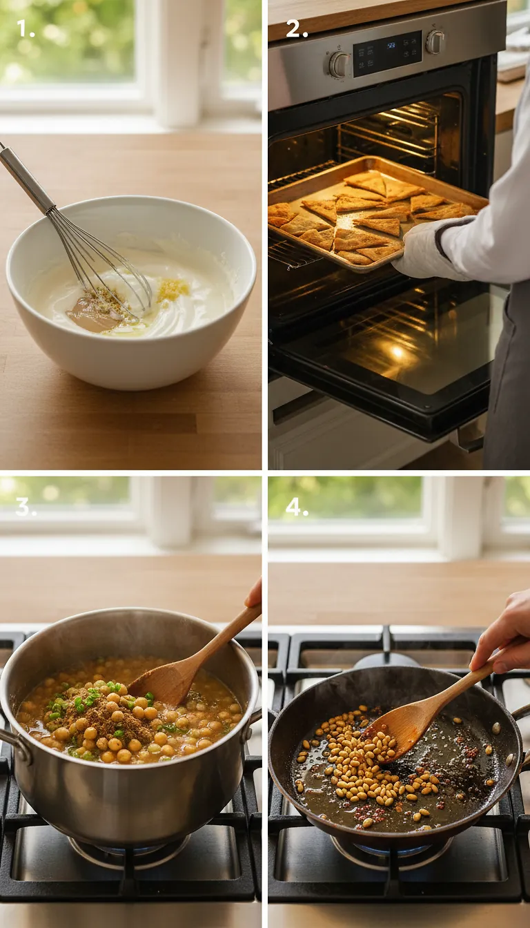 Step-by-Step High Heat Execution for Fatteh (Spiced Chickpeas with Crispy Pita and Garlicky Yogurt)