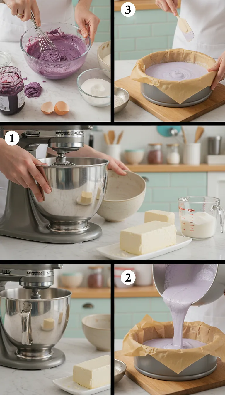 Step-by-Step High Heat Execution for Ube Basque Cheesecake