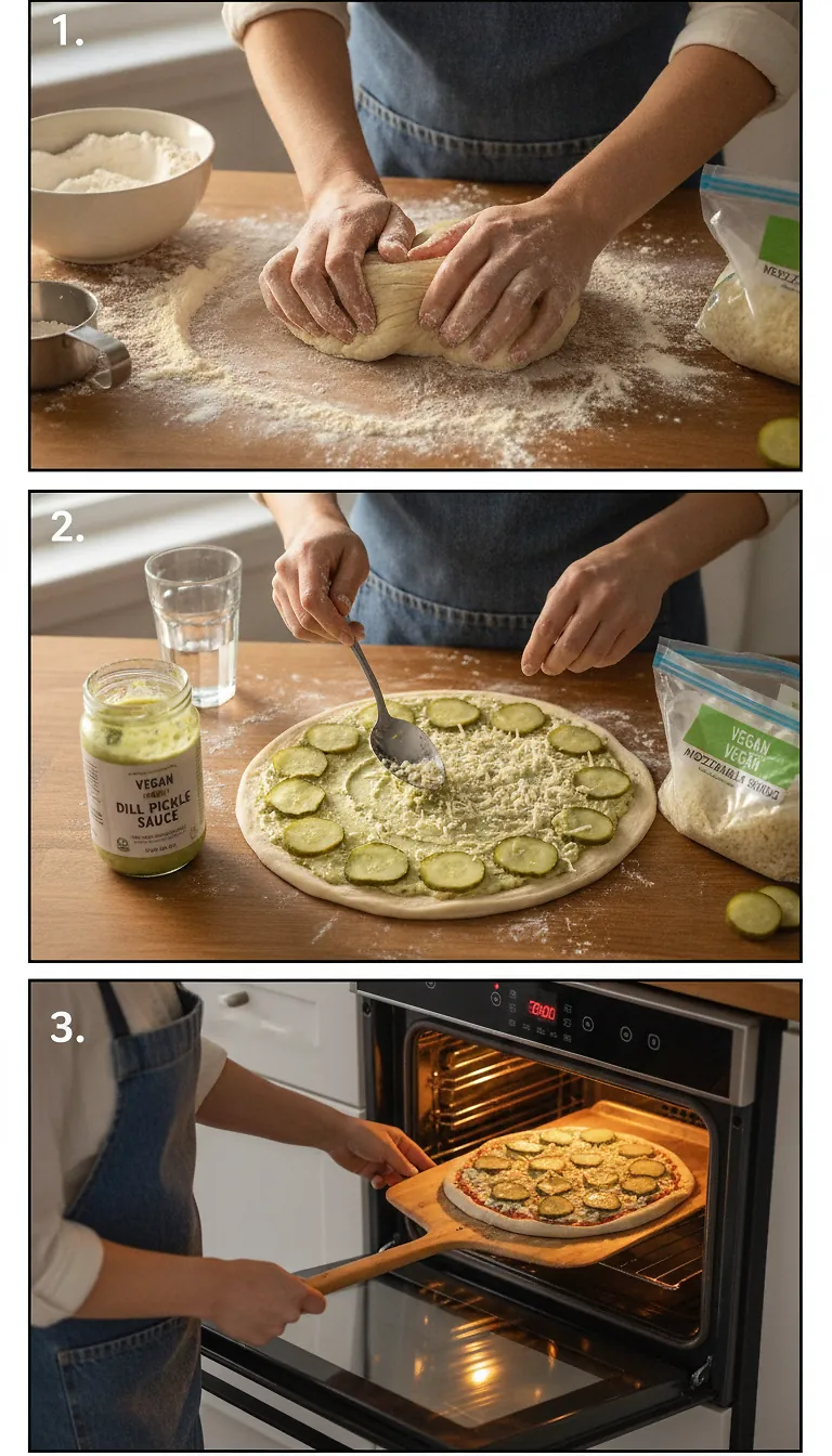 Step-by-Step High Heat Execution for Vegan Dill Pickle Pizza