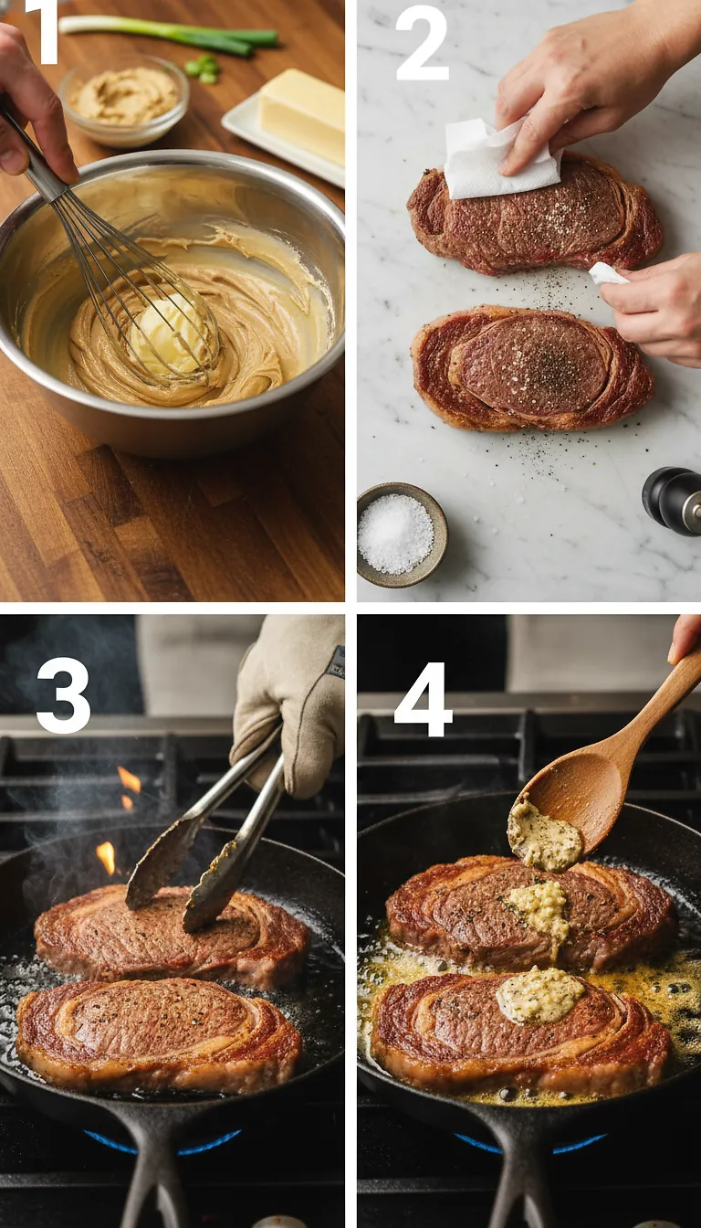 Step-by-Step High Heat Execution for Pan-Seared Ribeye with Miso Butter