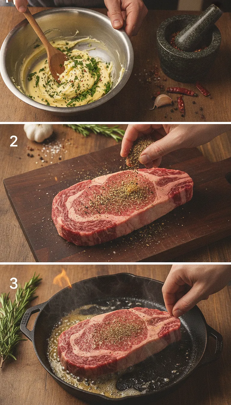 Step-by-Step High Heat Execution for Pan Seared Steak With Compound Butter