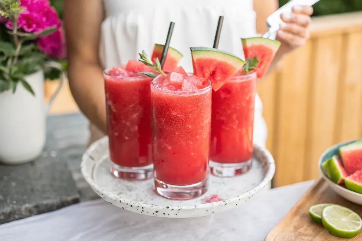 Perfectly seared Watermelon Slushie Recipe served professional style
