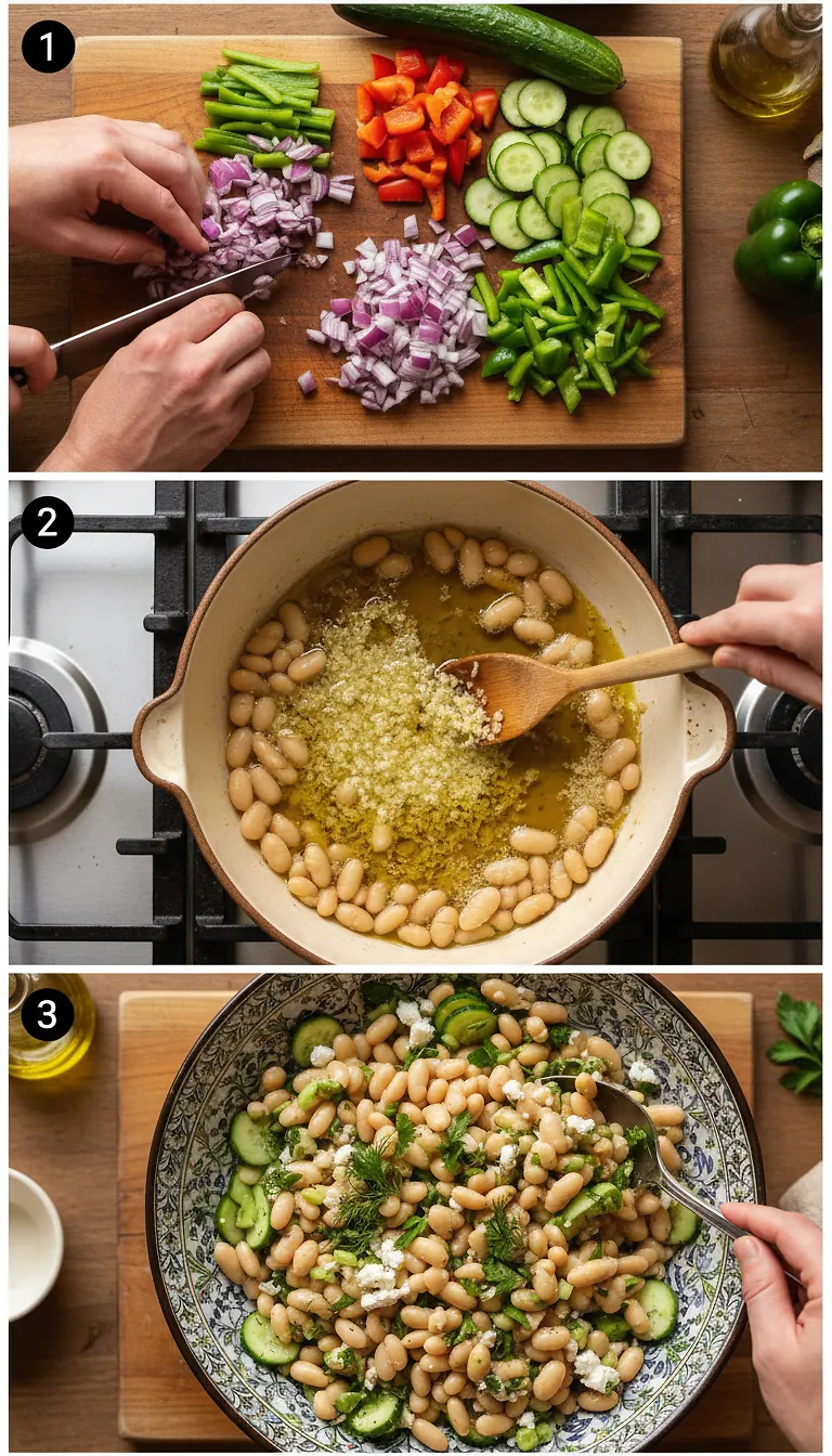 Step-by-Step High Heat Execution for Mediterranean Dense Bean Salad (Viral TikTok Recipe)
