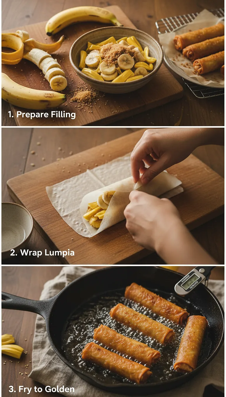 Step-by-Step High Heat Execution for Banana Lumpia (Filipino Turon)