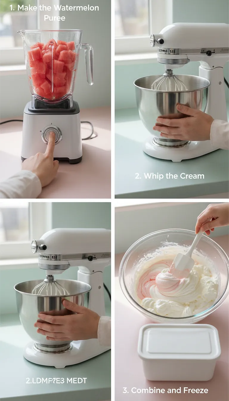 Step-by-Step High Heat Execution for Homemade Watermelon Ice Cream (No-Churn Recipe!)