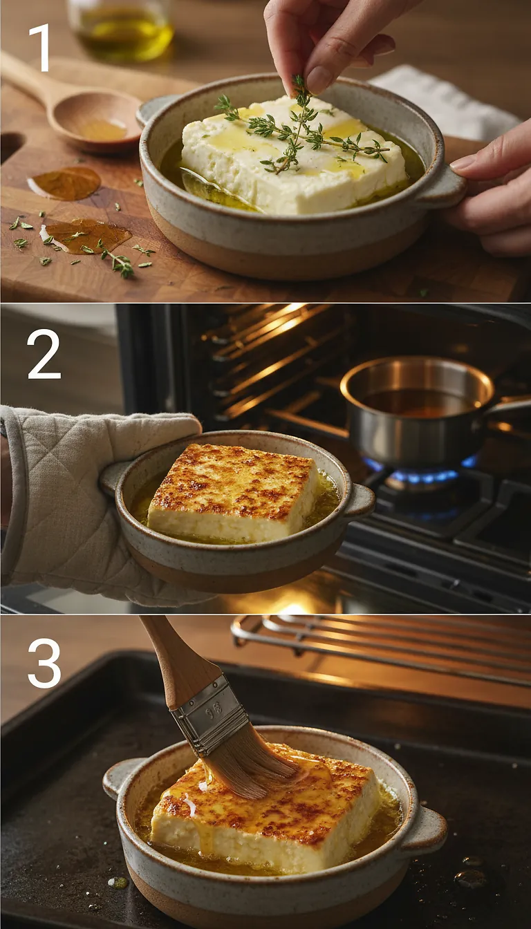 Step-by-Step High Heat Execution for Baked Feta With Honey