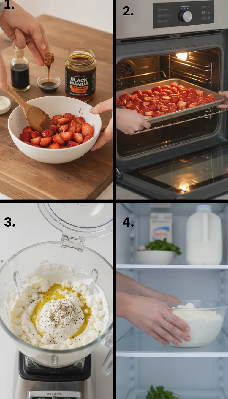 Step-by-Step High Heat Execution for Whipped Feta with Hot Honey Roasted Strawberries