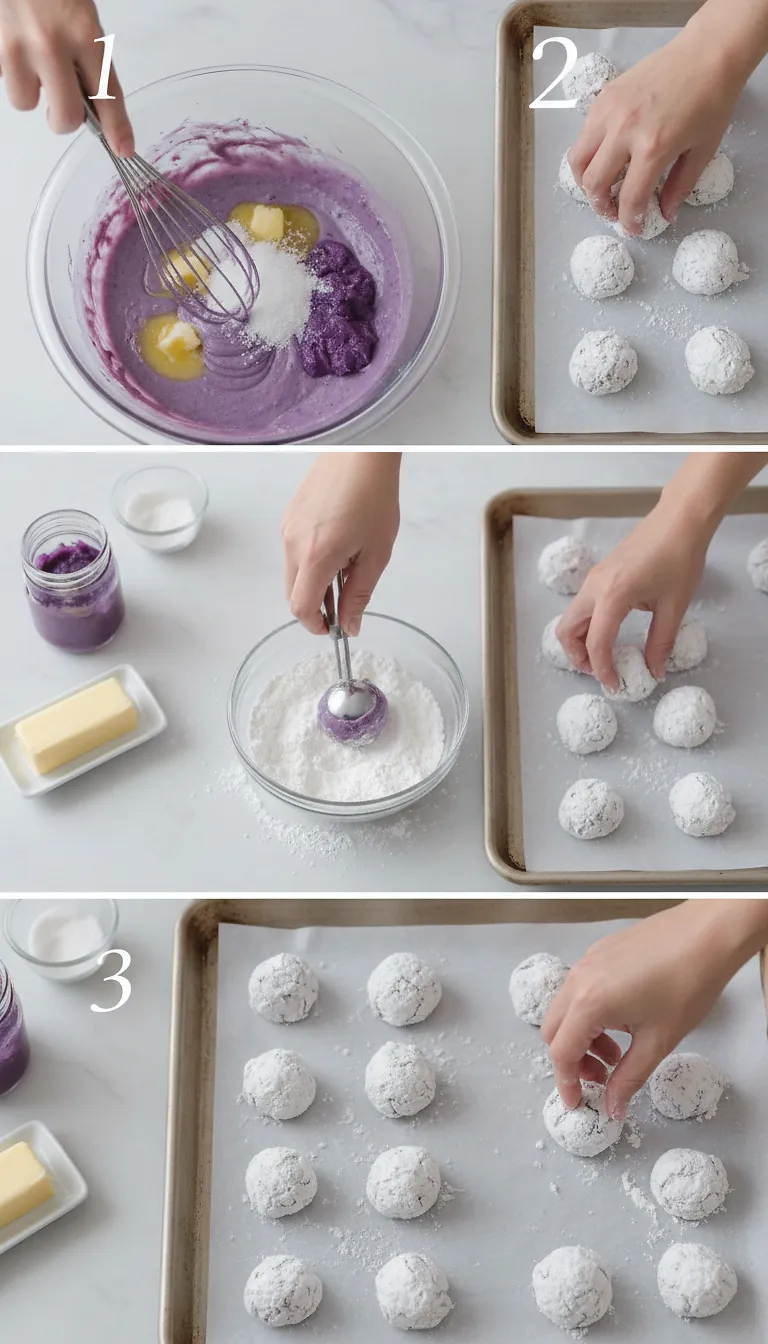 Step-by-Step High Heat Execution for Ube Crinkle Cookies