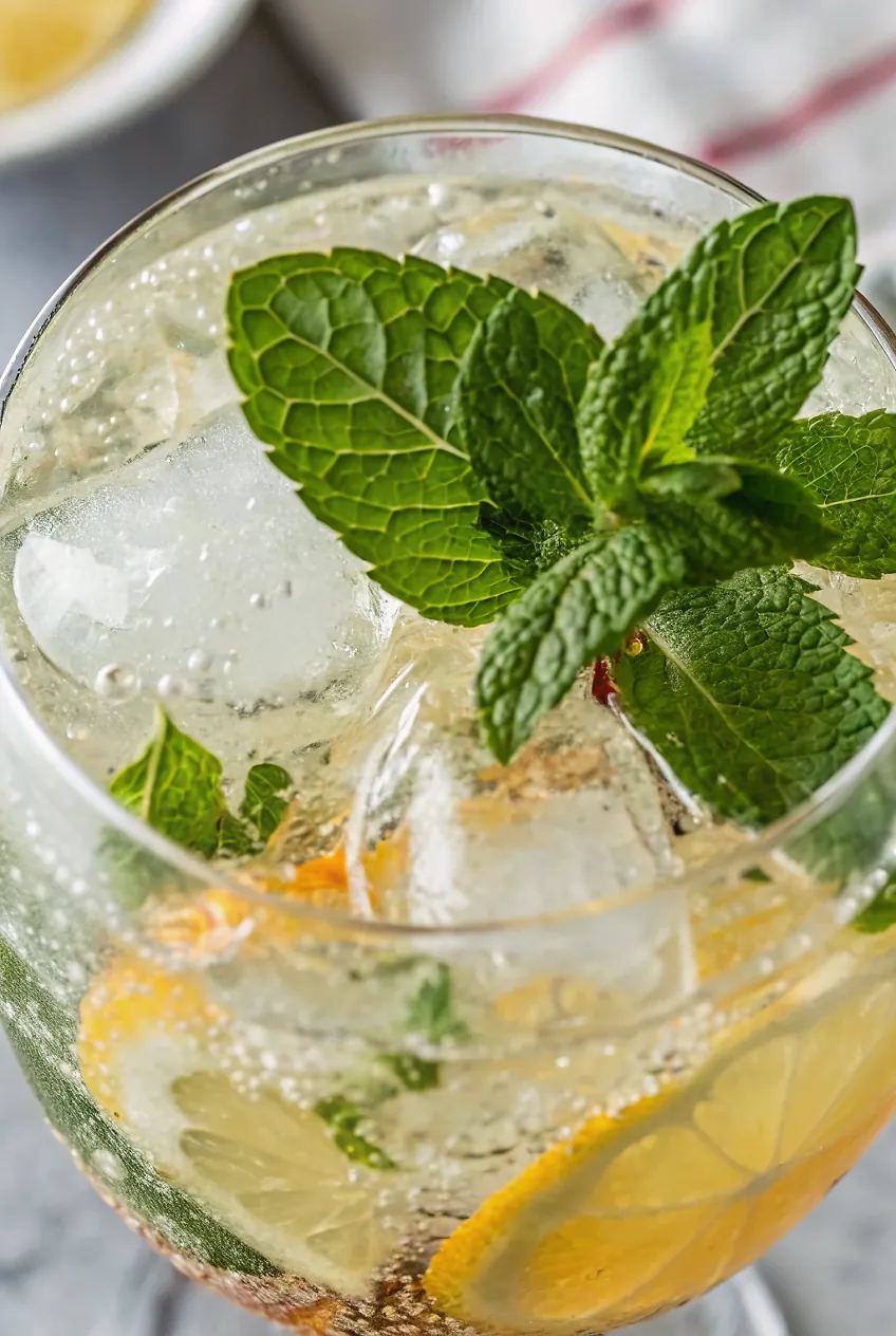 Perfectly seared Hugo Spritz Mocktail served professional style
