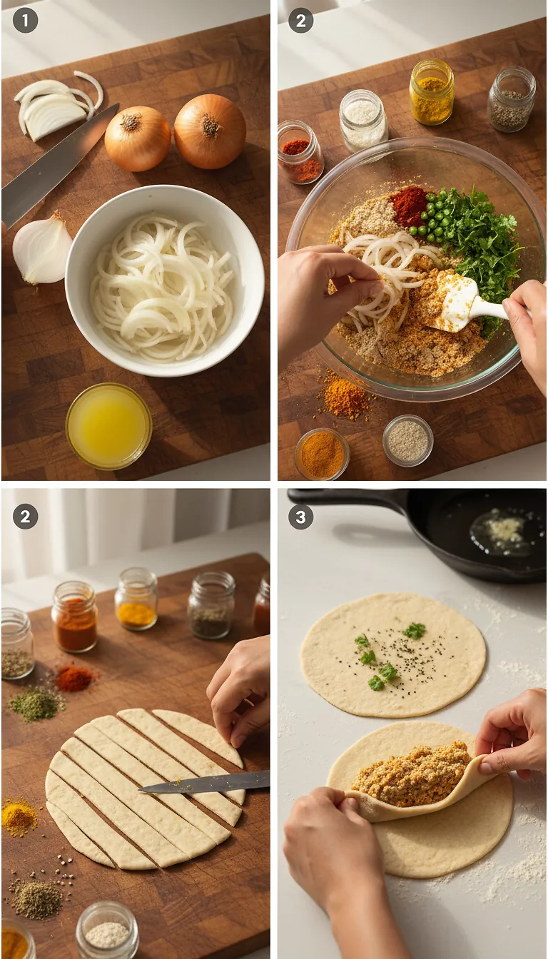 राजस्थानी बेसन प्याज पराठा: Perfect Crispy 30-Minute Recipe 3 Step-by-Step High Heat Execution for राजस्थानी बेसन प्याज पराठा