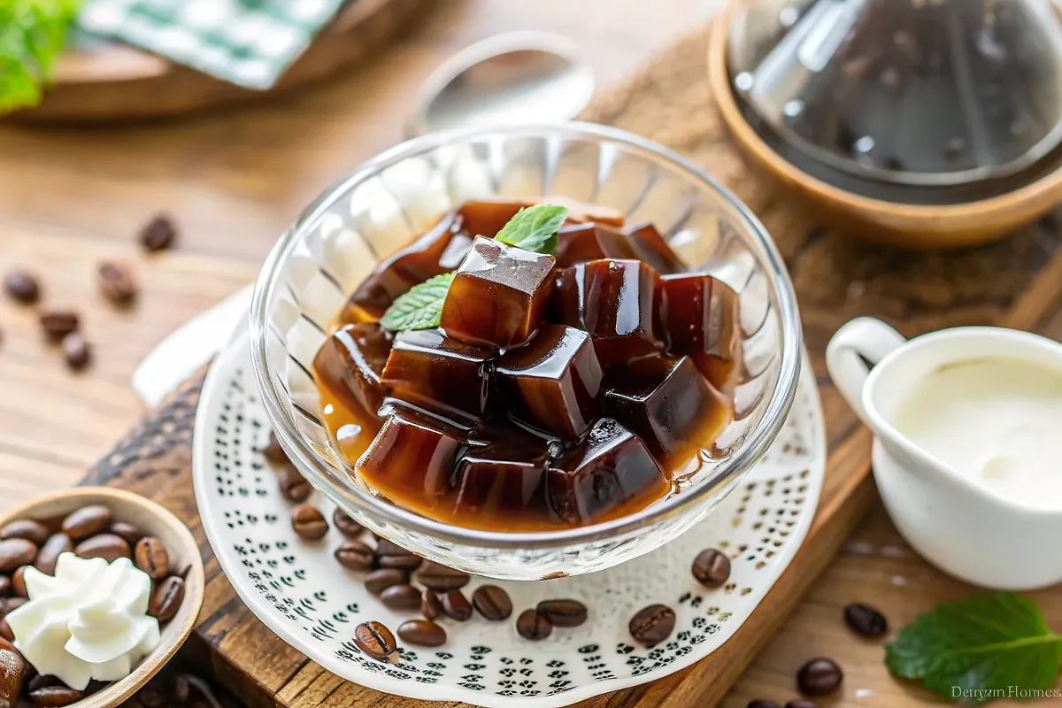 Perfectly seared Japanese Coffee Jelly served professional style